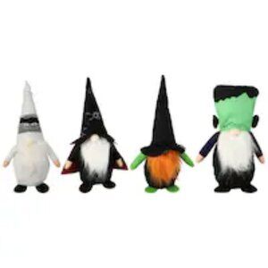 Lot of 4 new Halloween gnomes Witch, Vampire, Frankenstein and mummy